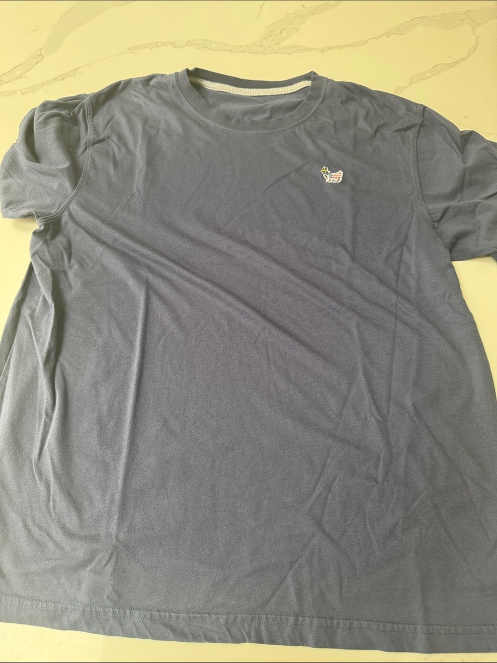 Men's Navy Short Sleeve Crew Neck T-Shirt with Chest Motif GOAT USA